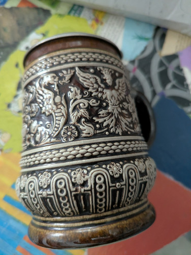 Alter bierkrug mit zinndeckel - mit,