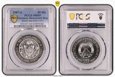20 Mark DDR Stadtsiegel 1987A. Prachtexempl. PCGSMS69. Stempelglanz. TOP of POP!