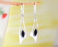 Ohrhänger Silber 925 Onyx lange Ohrringe Hänger echt Sterlingsilber se50