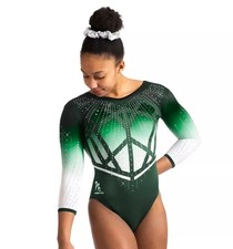 3/4 Arm Milano Turnanzug/Wettkampfanzug - "Anthia green" mit viel Strass