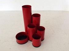 Deyhle | Metall Schreibtisch Utensilo Stifthalter rot | Vintage 70er, 6 Röhren