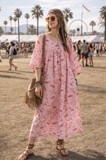 Vintage boho kleid rosa rot - kleid,