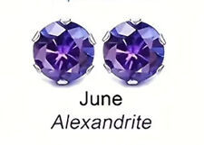 1 stilvoller Ohrstecker - Gold - Geburtssteinfarbe: Alexandrite / Juni - 6 mm