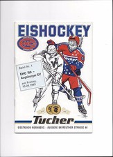 EHC 80 NÜRNBERG - EV AUGSBURG 10.09.1993, 2. Bundesliga Eishockey Programm 93/94