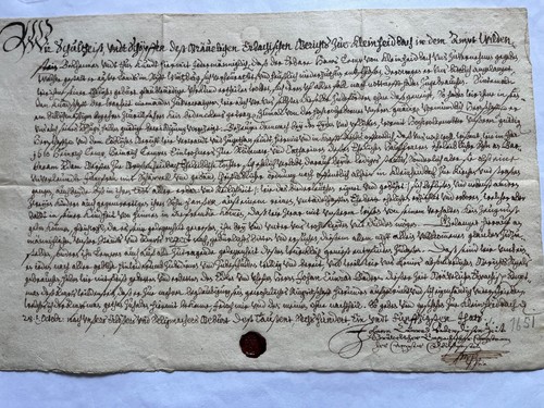 Taufbrief 1651 kleinheubach - taufbrief,