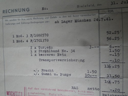 Original rechnung 1941 - rechnung,