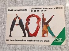 Alter Fahrschein Fahrkarte  Monatskarte BVG Umweltkarte Motiv AOK
