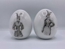 Eier-Paar "Nostalgie" (Osterhasen Mann & Frau, Porzellan, 15,5 cm, Osterdeko)