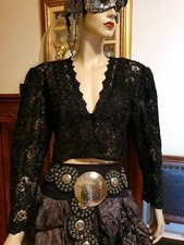 True Vintage Spitzen Bolero 60er Jahre tiefschwarz 40-42 WGT Gothic Steampunk
