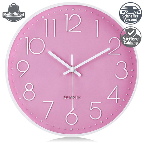 Wanduhr ziffern rosa - 3d,