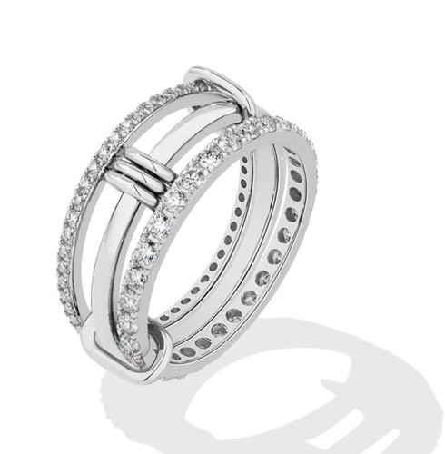 Dreireihiger moissanit ring - dreireihiger, moissanit-ring