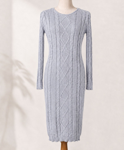 Damen strickkleid s - damen, grau