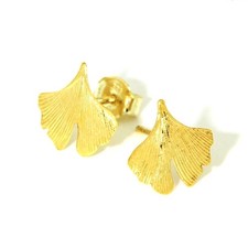 Ginkgo Ohrstecker echt Gold