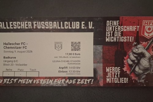 Ticket 2026 hallescher - 1, 9.8.2026