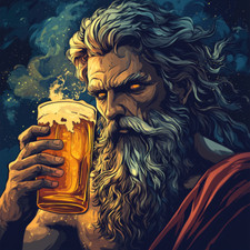 Wandtattoo Aufkleber Gott Zeus trinkt Bier Wandaufkleber 18X18 cm Groß