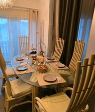 Essgruppe  Glastisch  und 6