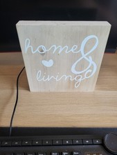 Bild "Home&Living", Holz , 20x20cm , Weiß/beige