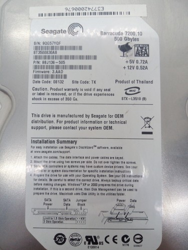 Seagate st3500830as hdd sata - st3500830as,