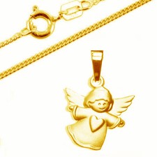 Schutzengel mit Herz- 925er Sterling Silber- gelbgold vergoldet- Inkl. Kette