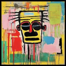 Ausstellungsstück! 05 Pop Art Neon Expressionismus XXL Gerahmt schwarz 125x125cm