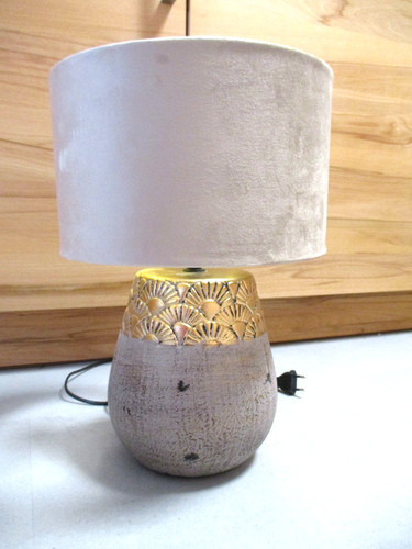 Tischlampe grau samtschirm - grau,