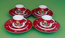 LINEA Weihnacht Kaffee Tee Kakao Tasse Teller Gedeck Service Elch rot Porzellan