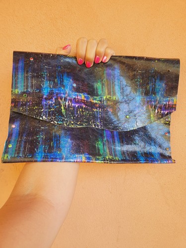 Clutch echtleder handbemalt - clutch,