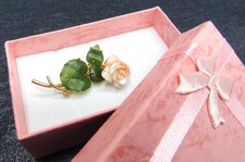 alte Brosche Anstecknadel Jugendstil Rose Blume Koralle Jade Liebe Geschenk