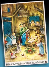 SCHÖNER ALTER ADVENTSKALENDER 70er SPARKASSE KORSCH WERBEAUSGABE KRIPPENSZENE