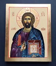 Ikone Jesus Christus Pantokrator handgemalte iconography blattgold 24K