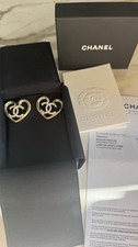 CHANEL Ohrringe Herz CC Logo Gold Strass AB8294 B08170 NI219 Rarität