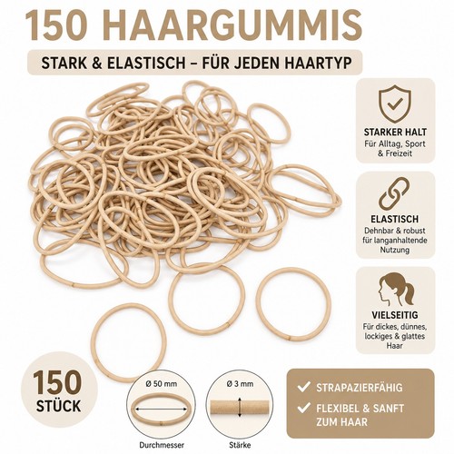 150 stück haargummi beige - 150,