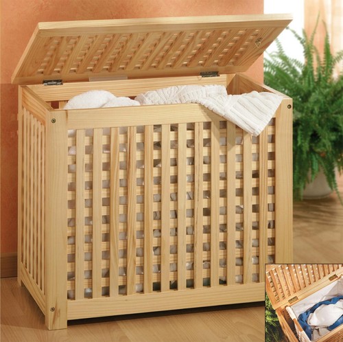 Holz wäschetruhe - holz,