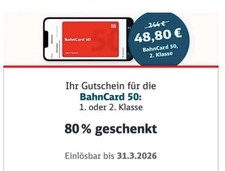 BahnCard 50 Deutsche Bahn 80%
