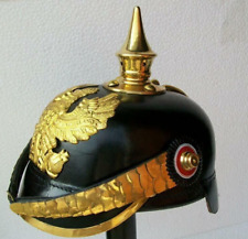 Handgefertigter preußischer Lederhelm 1. Weltkrieg deutsche Pickelhaube Helm ...