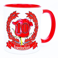 Rosenhochzeit 10 Jahre Tasse