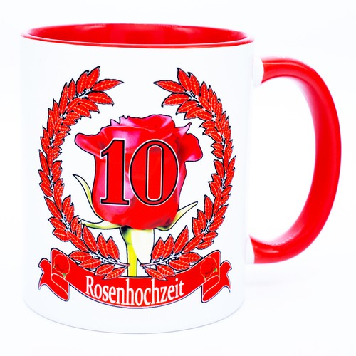Rosenhochzeit jahre tasse - rosenhochzeit, 10