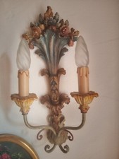 Florentiner Wandlampe Holz geschnitzt coloriert 47x23