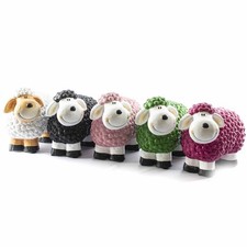 Süßes Keramik-Schaf für drinnen und draußen groß weiß pink rosa grün schwarz