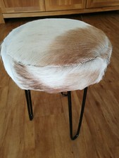 Hocker Schemel Echtfell Ziegenfell / Kuhfell ?  Industrial Design Loft Boho