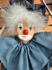 Clown Harlekin Blau Star-Collection Puppe auf Schaukel z. Aufhängen 55cm lang