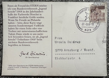 Werbe-Karte STERN, 1968, Mi.490, Bundeswettbwerb "Jugend forscht", SSt Frankfurt