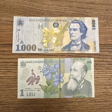 1 Leu und 1000 Lei Rumänien