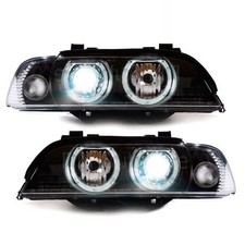 2x XENON Scheinwerfer Angel Eyes Schwarz D2S passt für BMW E39 Facelift Optik<00