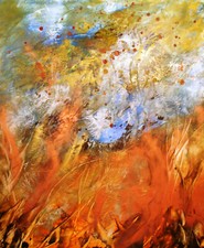 REGENBOGEN-ART *Sonnwendfeuer* Encaustic Orig. Kunst Kilgert ca.50x60