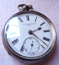 Taschenuhr Silber Spitzzahnanker Schlüsselaufzug The Farringdon  D = 49 mm ca.