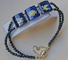 ♦️♦️ 2 Reihig Bernstein Hämatit Armband Designer aus 9kt 375 Gold Neu ♦️♦️ 8663