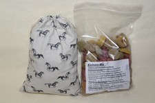 Pferdeleckerli 300g im Stoffbeutel, Einhorn-Mix Leckerli als Turniergeschenk,