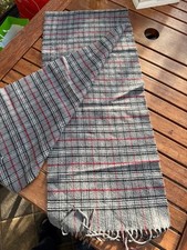 Schal Grau Kariert mit Fransen