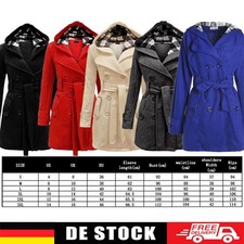 Damen Winter Dufflecoat mit Kapuze und Gürtel, kariert, lang Fleecejacke DHL